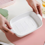 Rectangular Ceramic Baking Dish With Handle White 650 ml Nestasia