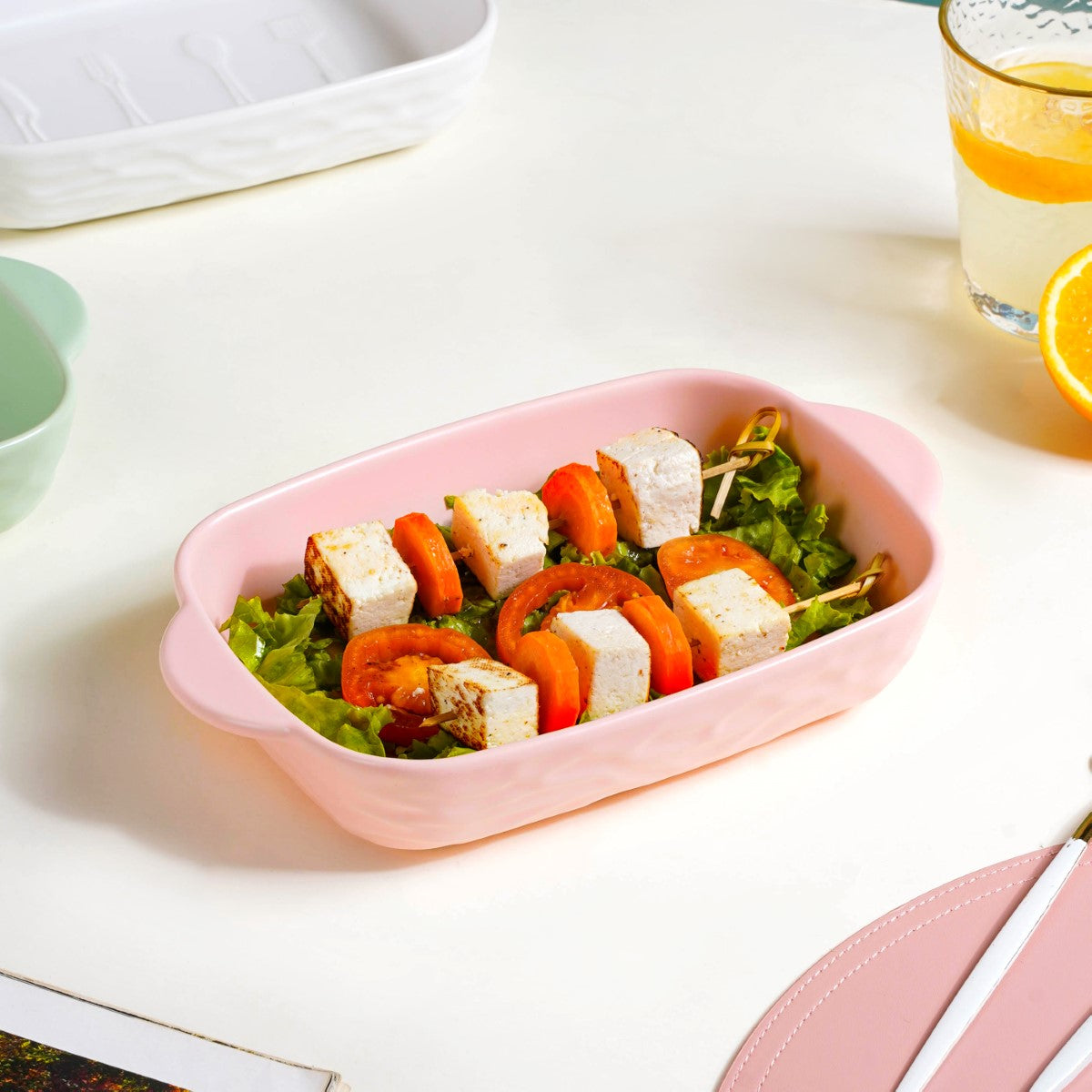 Ceramic Casserole Dish With Double Handle Pink 650 ml Nestasia