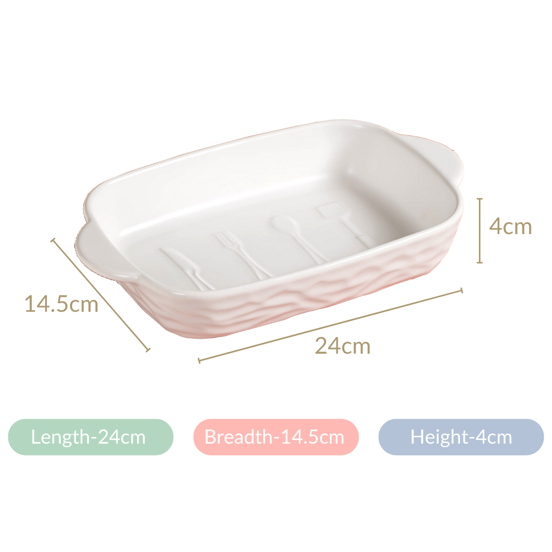 Rectangular Ceramic Baking Dish With Handle White 650 ml Nestasia