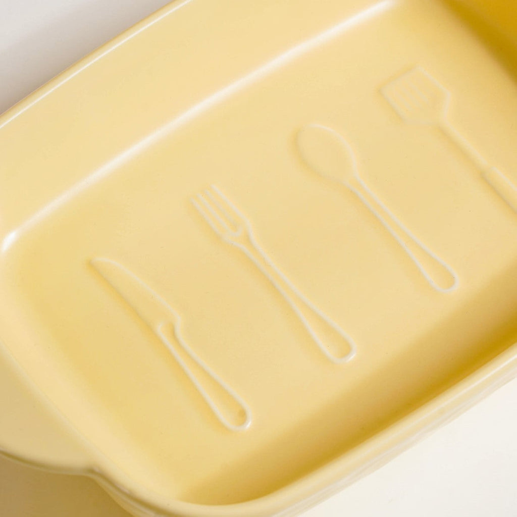 Ceramic Baking Dish With Handle Yellow 650 ml Nestasia