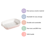 Rectangular Ceramic Baking Dish With Handle White 650 ml Nestasia