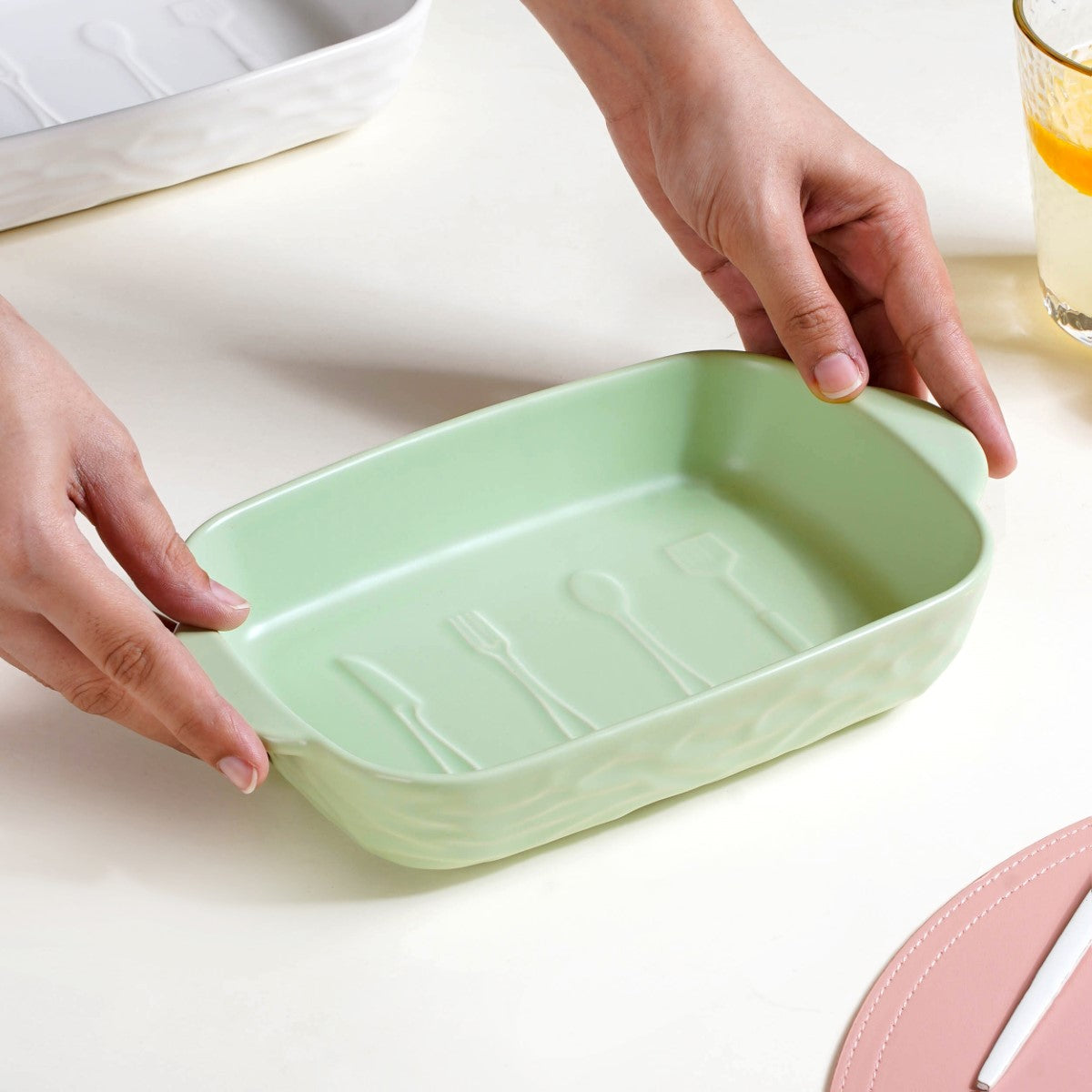 Premium Ceramic Baking Dish Green 650 ml Nestasia