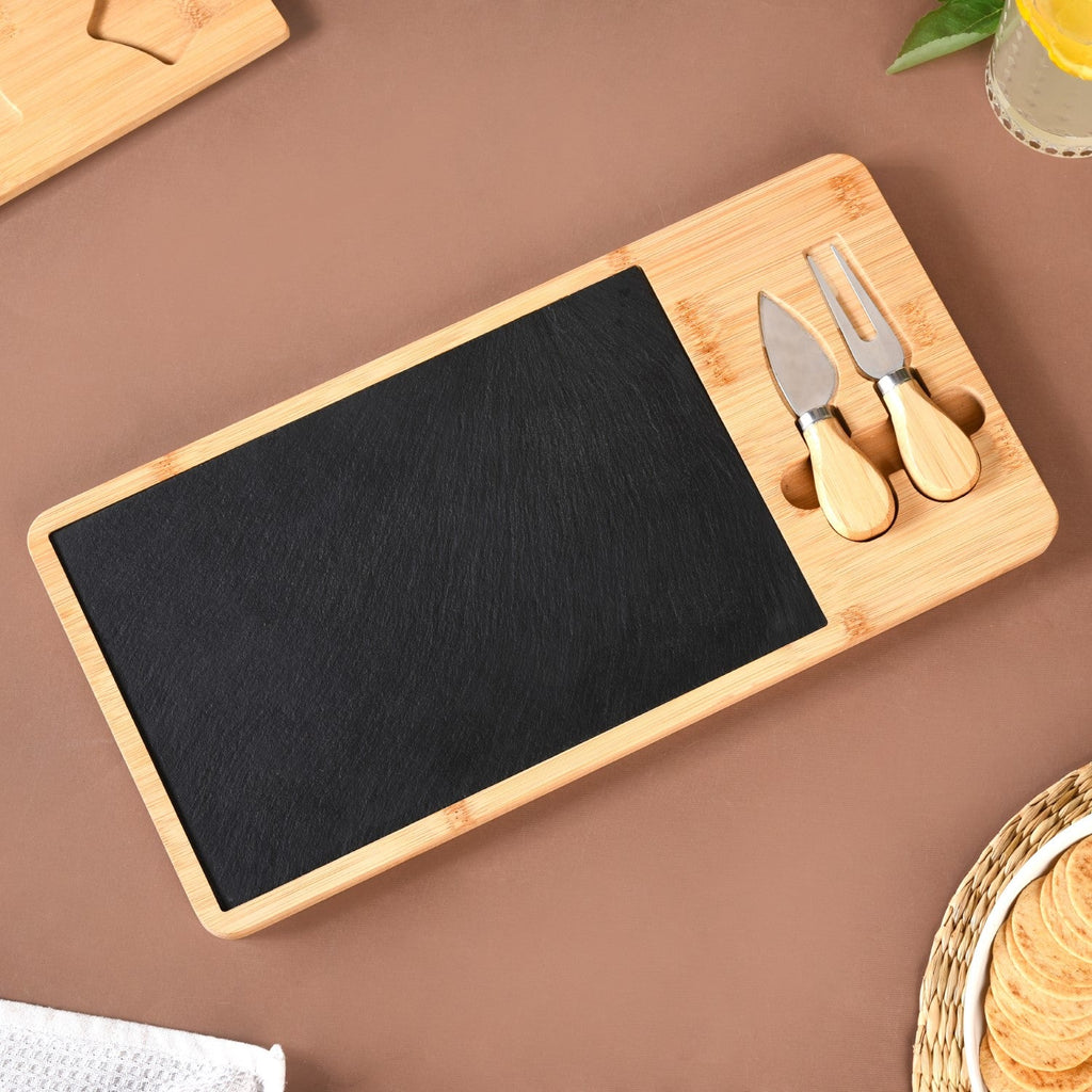 Slate Snack Platter Set With Cheese Knives Nestasia