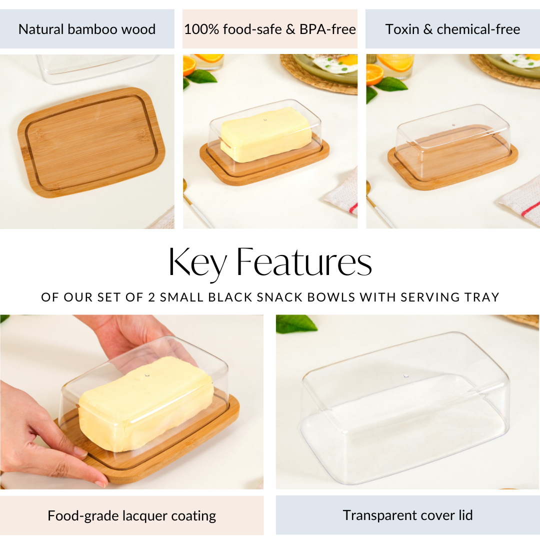 Bamboo Wood Butter Dish With Transparent Lid Nestasia