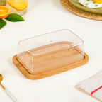 Bamboo Wood Butter Dish With Transparent Lid Nestasia