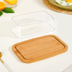 Bamboo Wood Butter Dish With Transparent Lid Nestasia