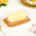 Bamboo Wood Butter Dish With Transparent Lid Nestasia