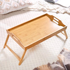 Bamboo Wood Bed Table With Foldable Legs Nestasia