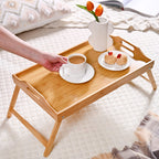 Bamboo Wood Bed Table With Foldable Legs Nestasia