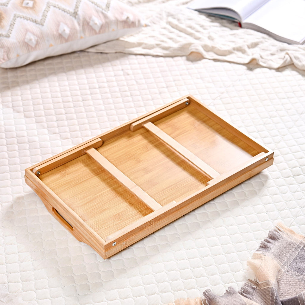 Bamboo Wood Bed Table With Foldable Legs Nestasia