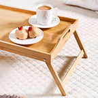 Bamboo Wood Bed Table With Foldable Legs Nestasia