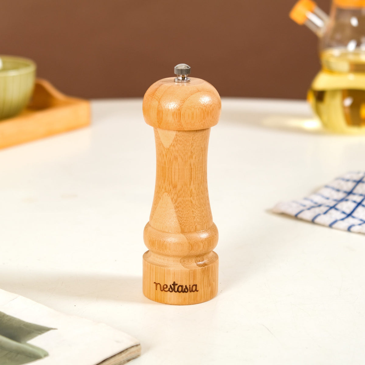 Bamboo Wood Pepper Grinder For Kitchen Nestasia
