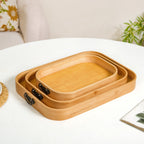 Set Of 3 Bamboo Wood Serving Trays With Handles Nestasia