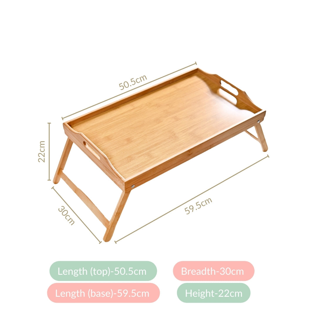 Bamboo Wood Bed Table With Foldable Legs Nestasia