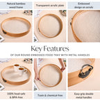Round Tray With Embossed Acrylic Base And Bamboo Rim Nestasia