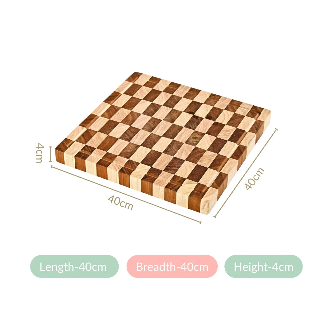 Checkered Wooden Thick Chopping Board Nestasia
