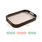 Embossed Serving Tray With Bamboo Wood Frame Nestasia
