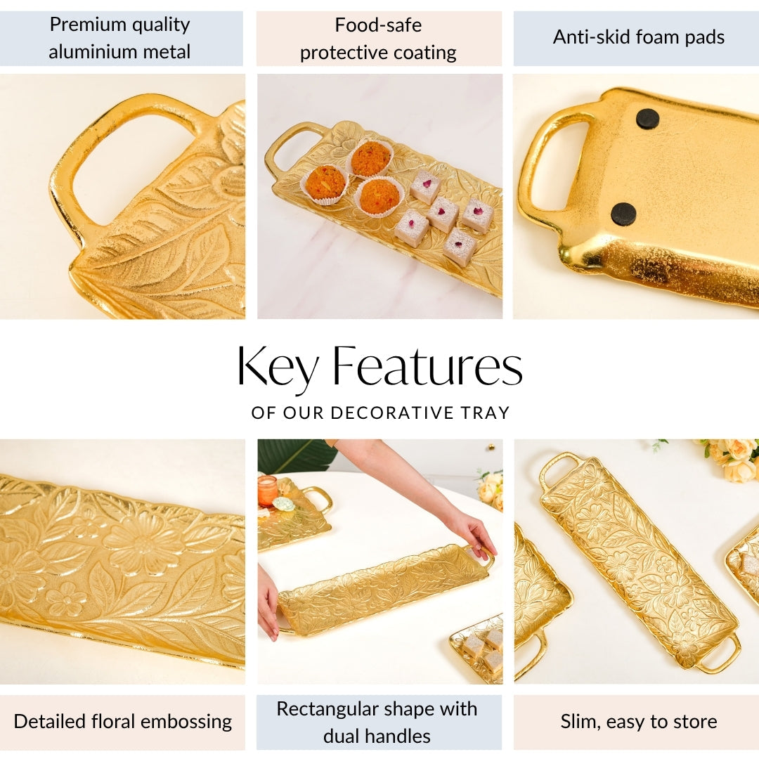Decorative Royalcore Long Gold Tray Nestasia