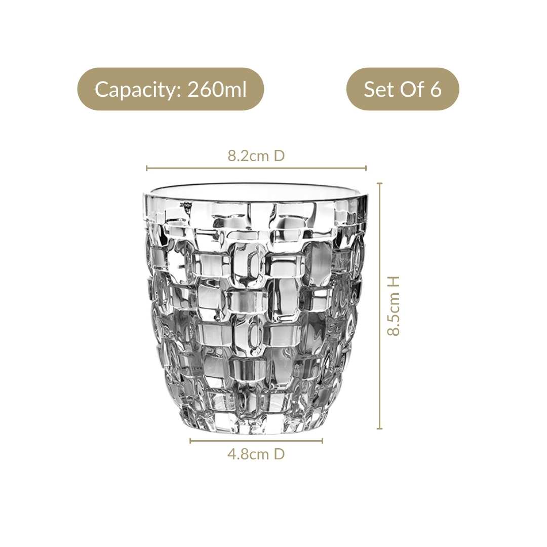 Basket Weave Glass Tumbler Set Of 6 260ml Nestasia
