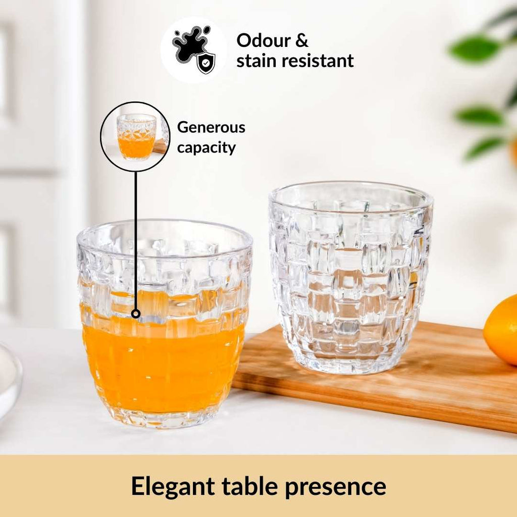 Basket Weave Glass Tumbler Set Of 6 260ml Nestasia