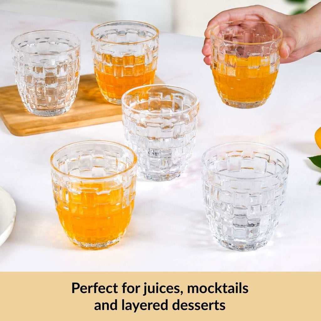 Basket Weave Glass Tumbler Set Of 6 260ml Nestasia