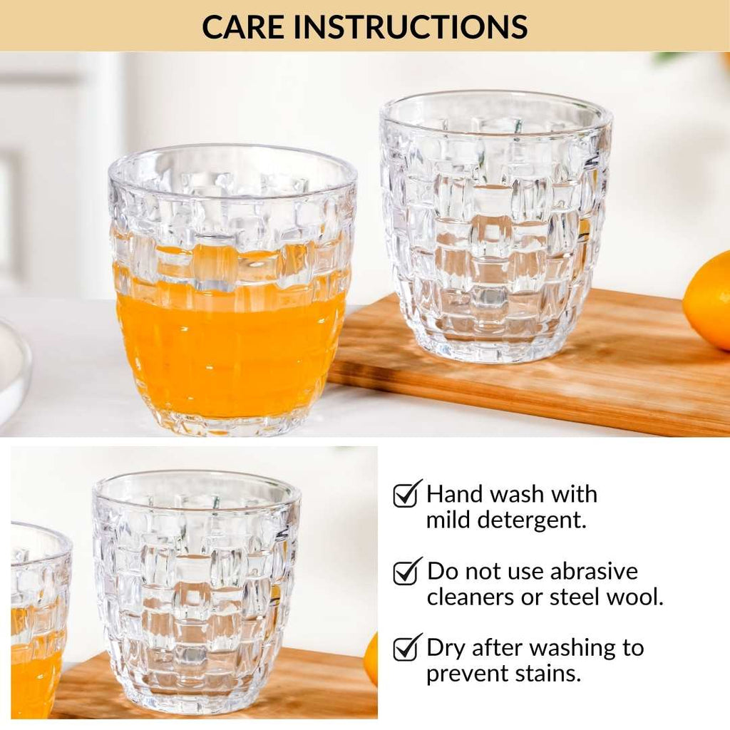 Basket Weave Glass Tumbler Set Of 6 260ml Nestasia