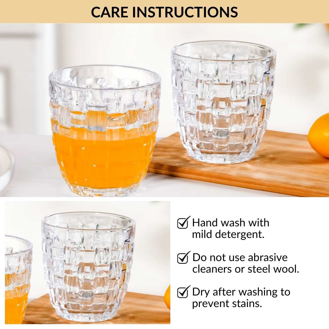 Basket Weave Glass Tumbler Set Of 6 260ml Nestasia