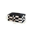 Basket Weave Vegan Leather Tissue Box Black And Beige Nestasia