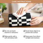 Basket Weave Vegan Leather Tissue Box Black And Beige Nestasia