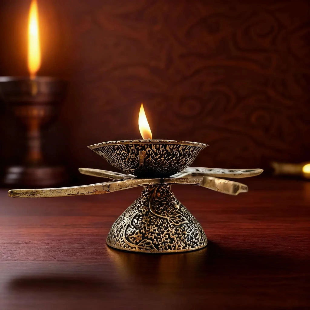 Brass Lightweight Swastik Diya (1.5 Inch) Vedansh Craft