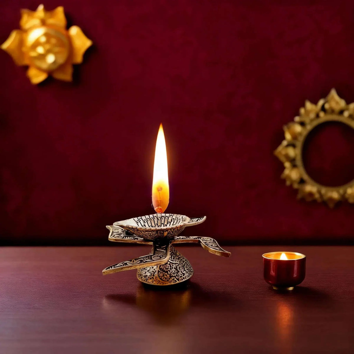 Brass Lightweight Swastik Diya (1.5 Inch) Vedansh Craft