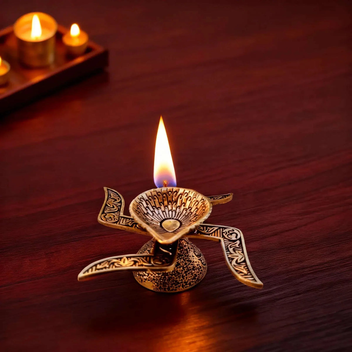 Brass Lightweight Swastik Diya (1.5 Inch) Vedansh Craft