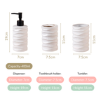Ripple Design Bathroom Set Of 3 Matte White Nestasia