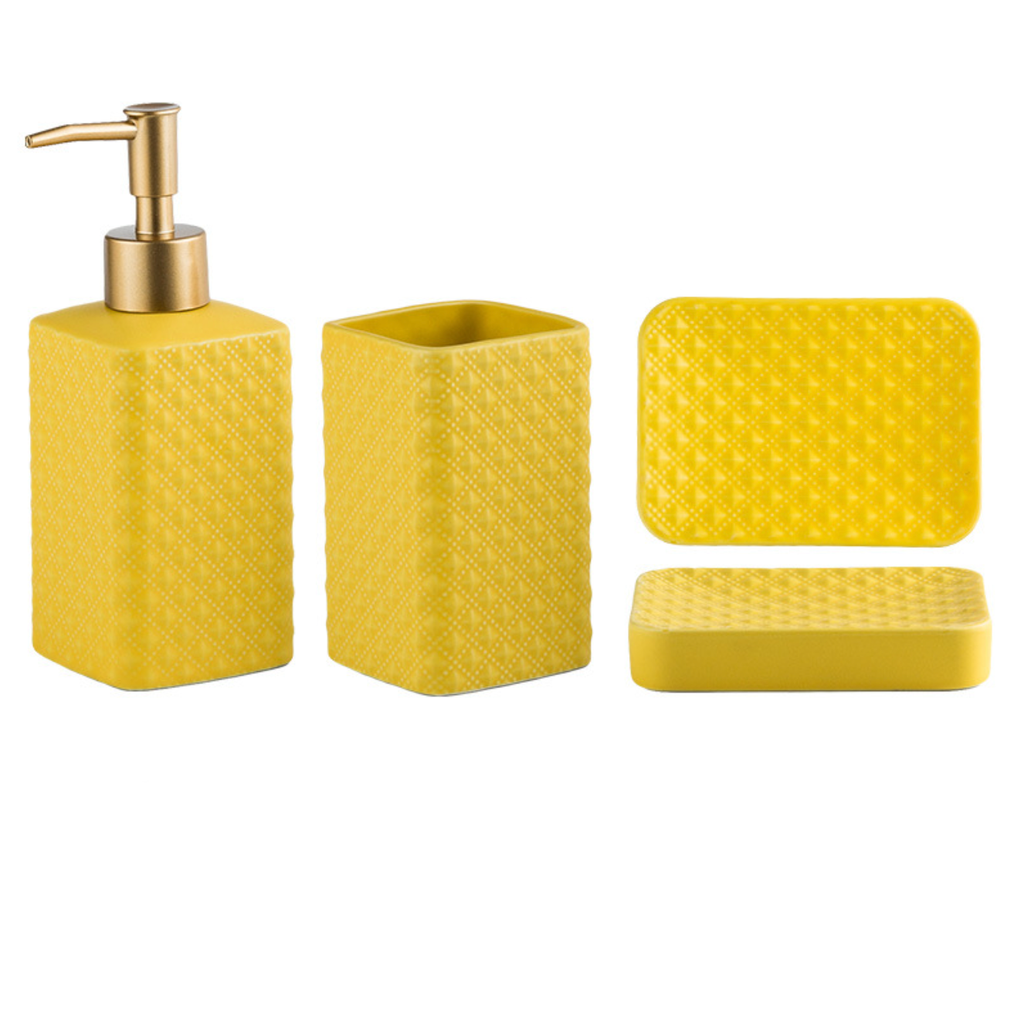 Yellow Bathroom Accessory Set Nestasia
