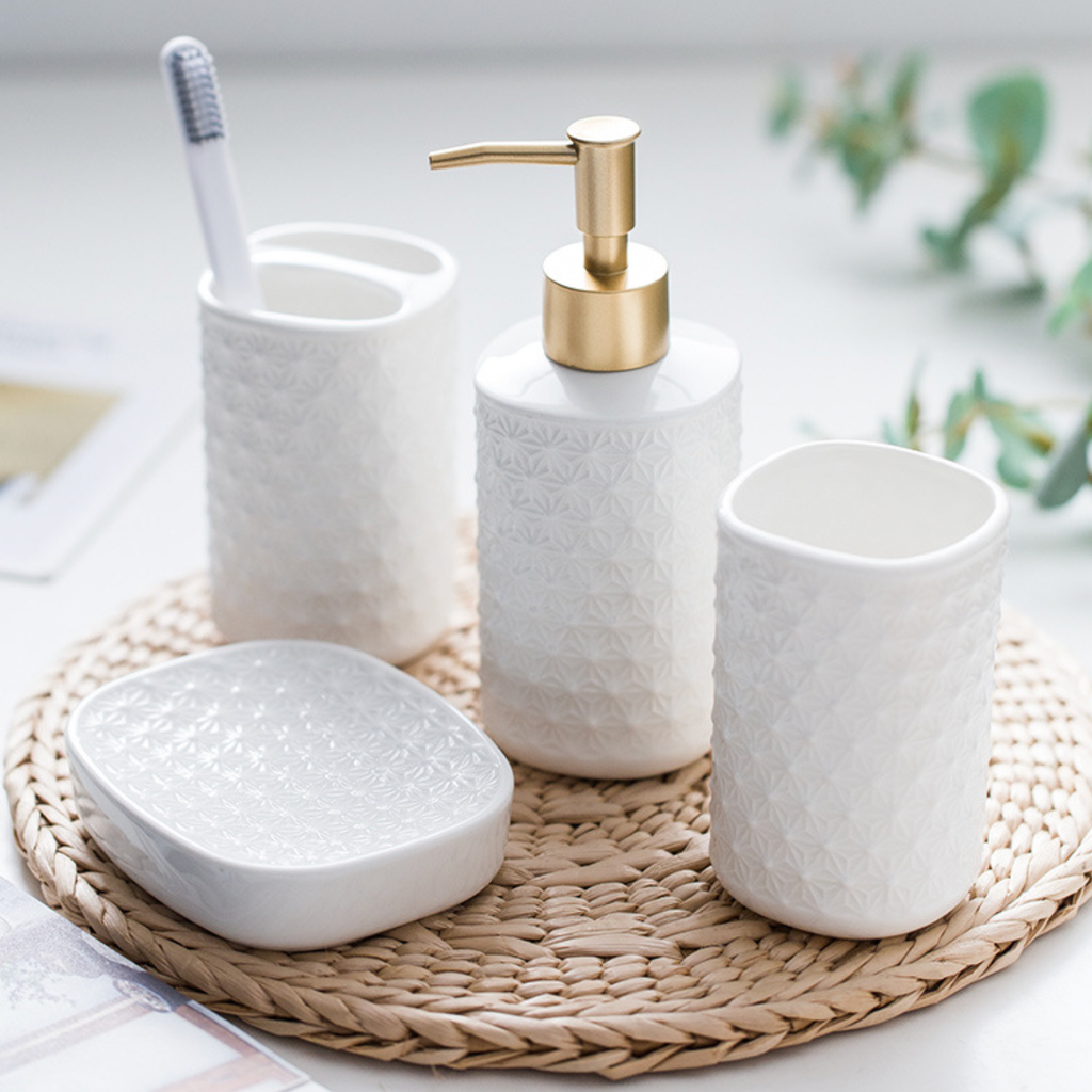 Porcelain White Bath Set Nestasia