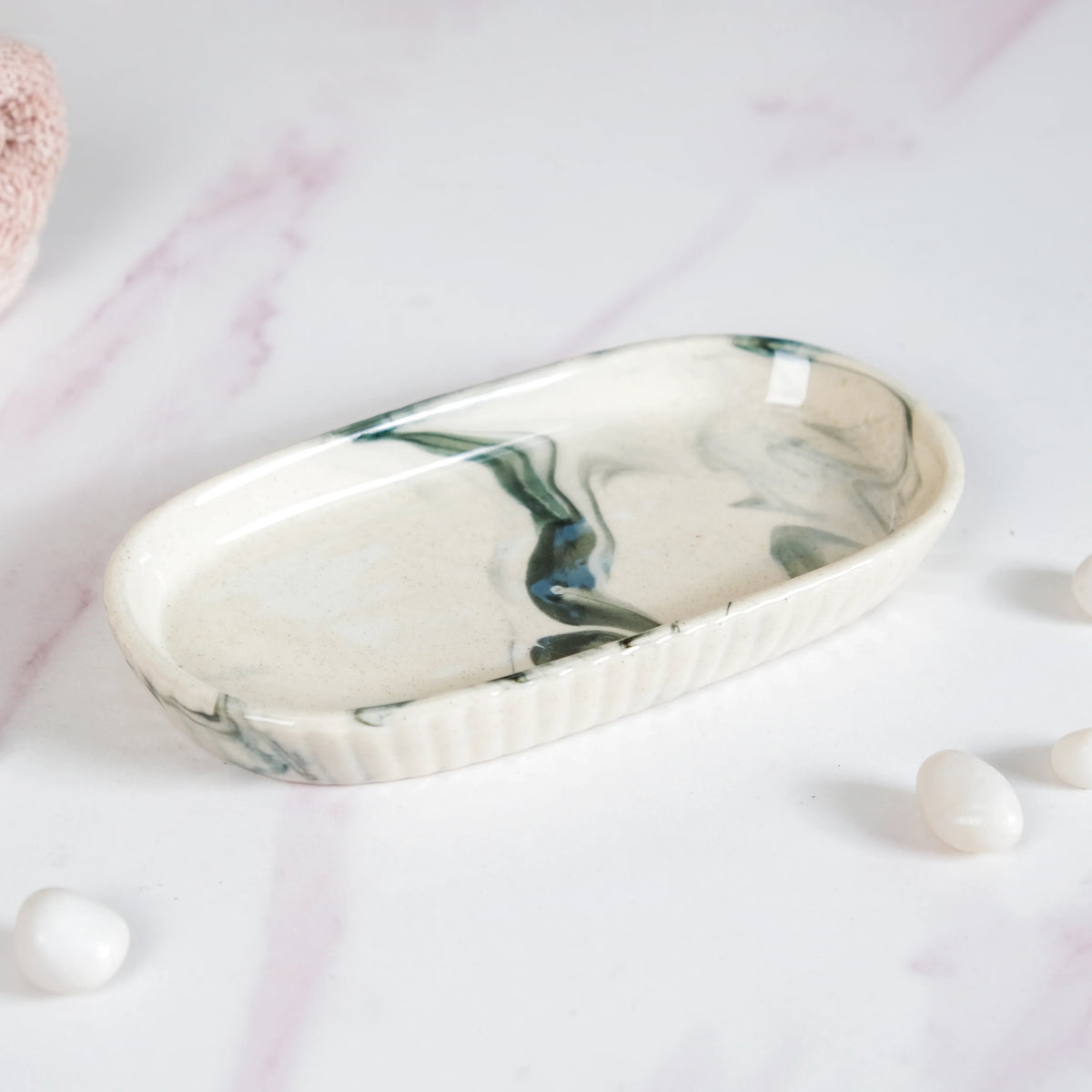 Marble Pattern Ceramic Bath Set Of 3 Nestasia