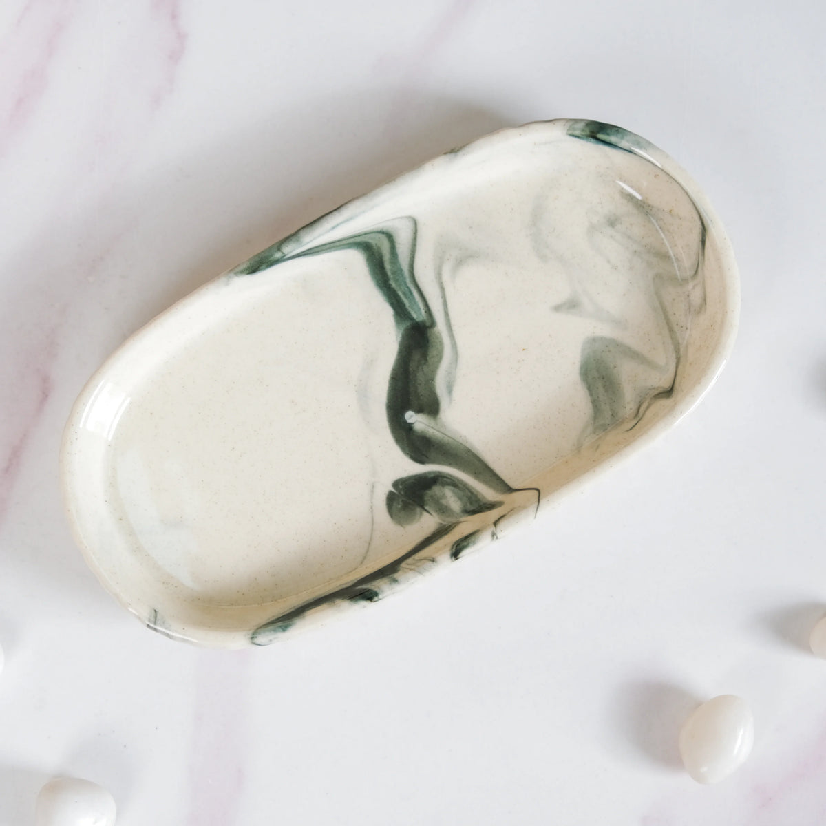 Marble Pattern Ceramic Bath Set Of 3 Nestasia