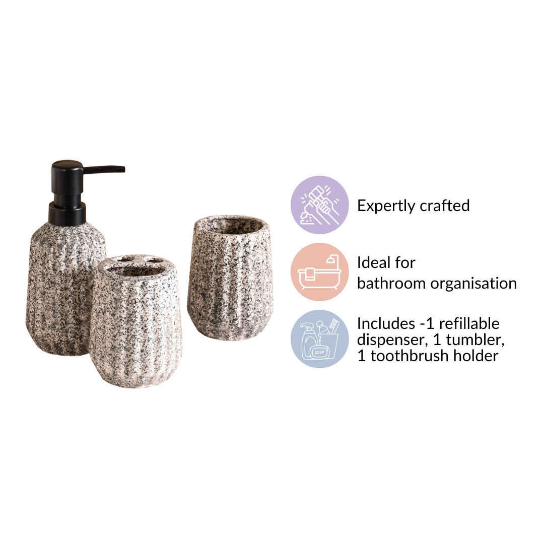 Ribbed Contemporary Bath Set Of 3 Nestasia