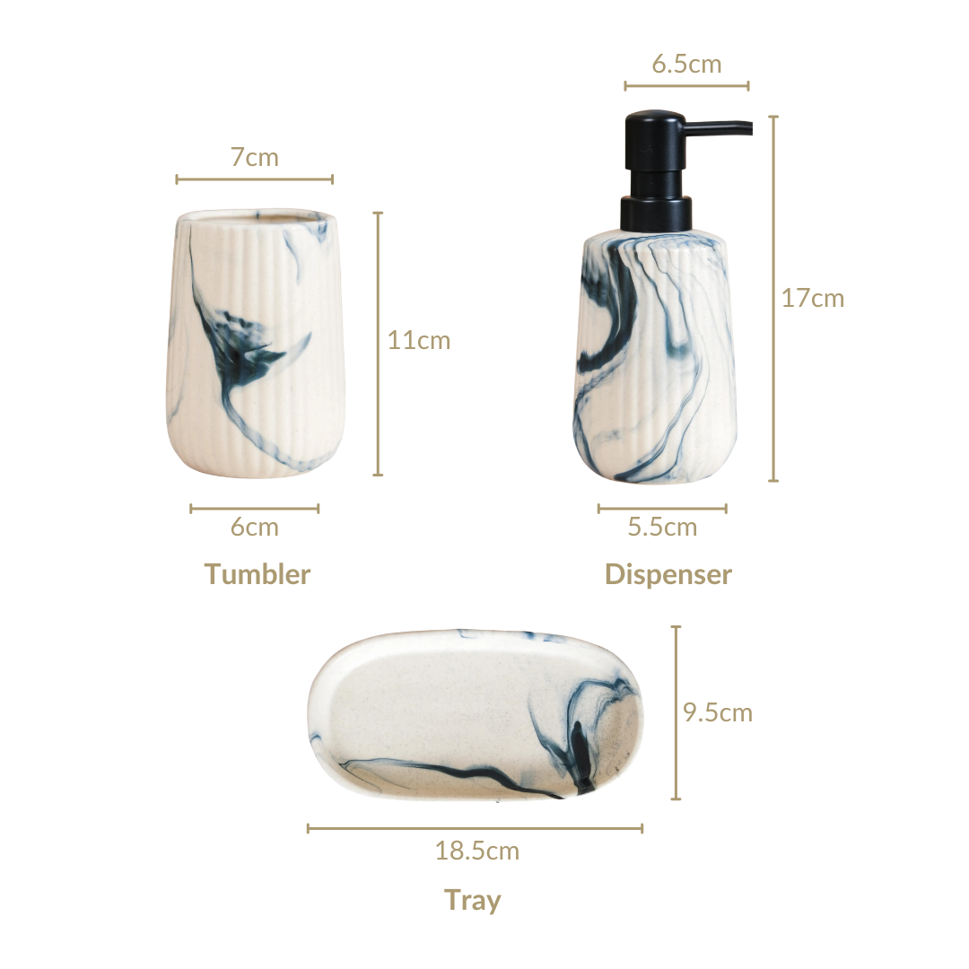 Set Of 3 Bathroom Accessories With Tray Nestasia