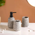 Granite Finish Ceramic Bathroom Set Of 3 Grey Matte Black Nestasia
