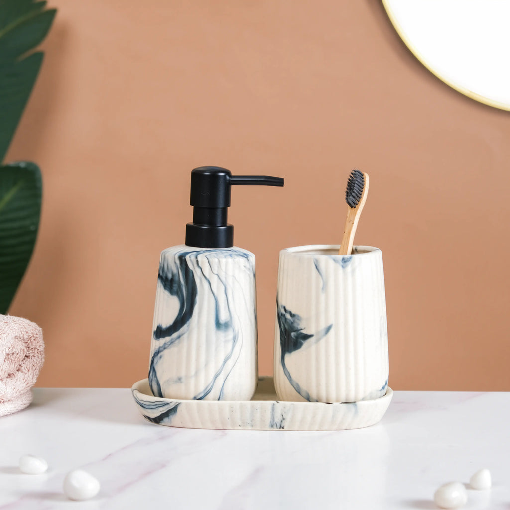 Set Of 3 Bathroom Accessories With Tray Nestasia
