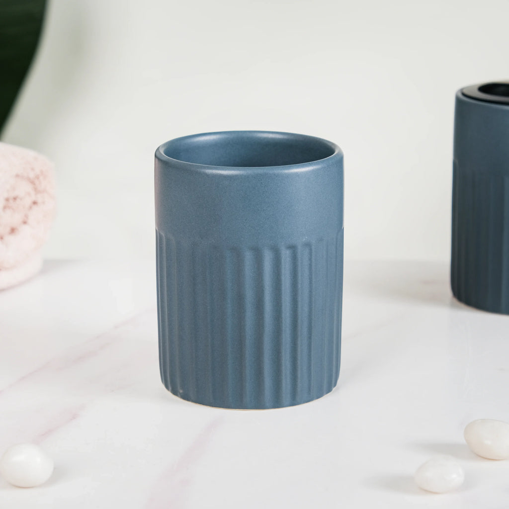 Slate Blue Ceramic Bath Set Of 3 Nestasia