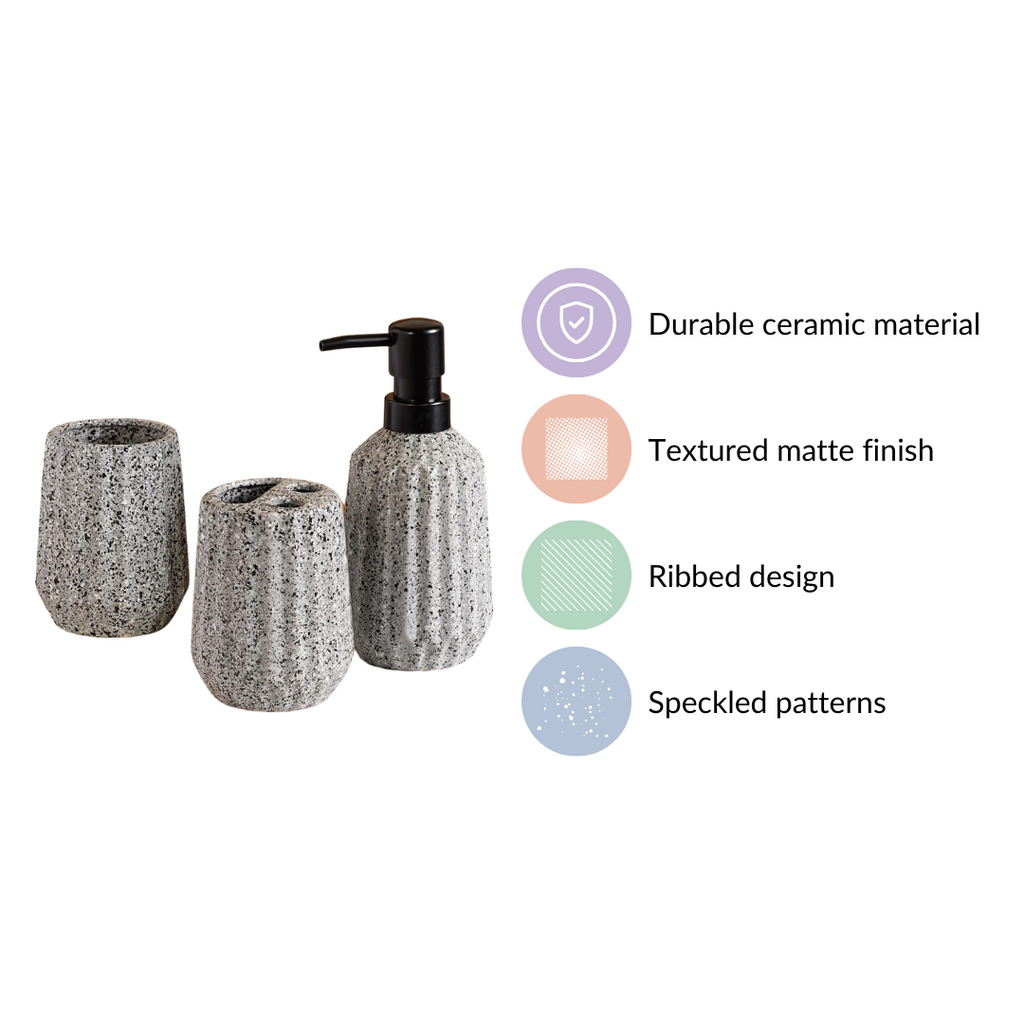 Ribbed Contemporary Bath Set Of 3 Nestasia