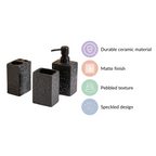 Black Ceramic Bath Set Of 3 Stone Textured Nestasia