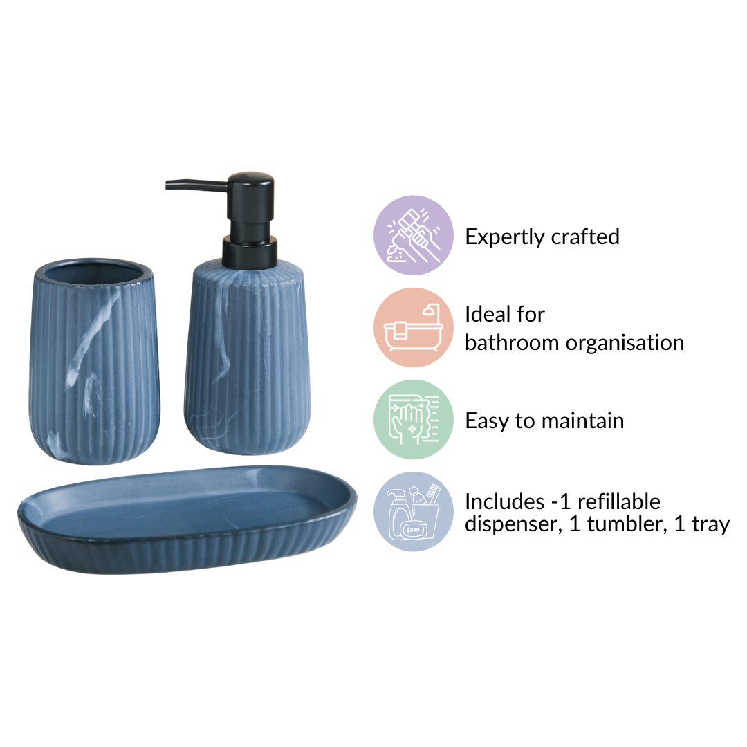 Sleek Ceramic Bathroom Set Of 3 Nestasia