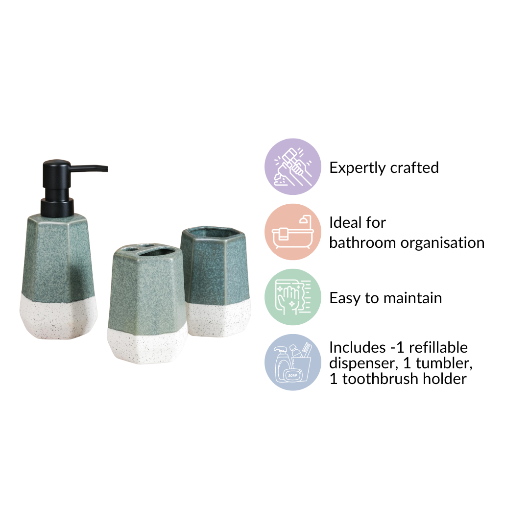 Stoneware Bathroom Accessories Set Of 3 Nestasia