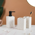 White Stone Bathroom Accessories Set Of 3 Nestasia