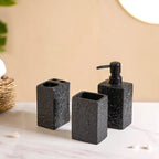 Black Ceramic Bath Set Of 3 Stone Textured Nestasia
