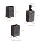 Black Ceramic Bath Set Of 3 Stone Textured Nestasia