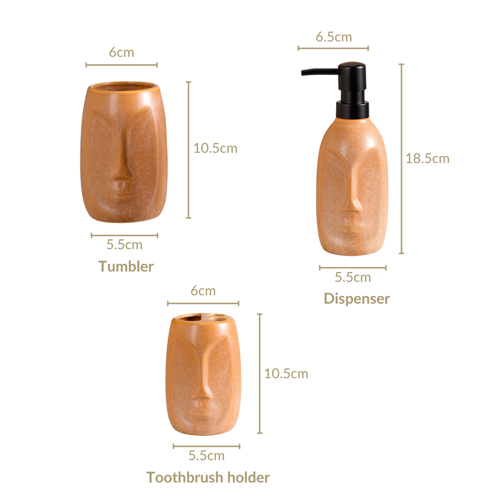 Faces Ceramic Bathroom Accessories Set Of 3 Nestasia
